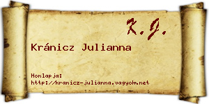 Kránicz Julianna névjegykártya